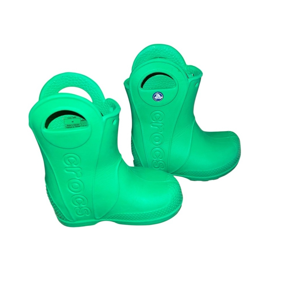 CROCS Bright Green toddler rain boots. - Picture 5 of 5